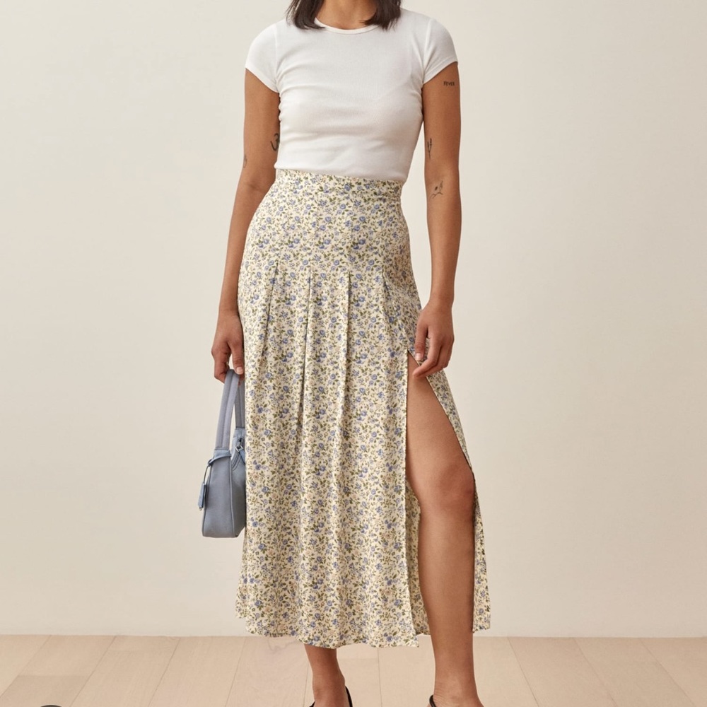 *NWT* REFORMATION - Pleated Floral Print Maisie Midi Skirt (4)